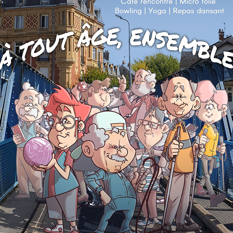 affiche dessinée CCAS semaine des séniors