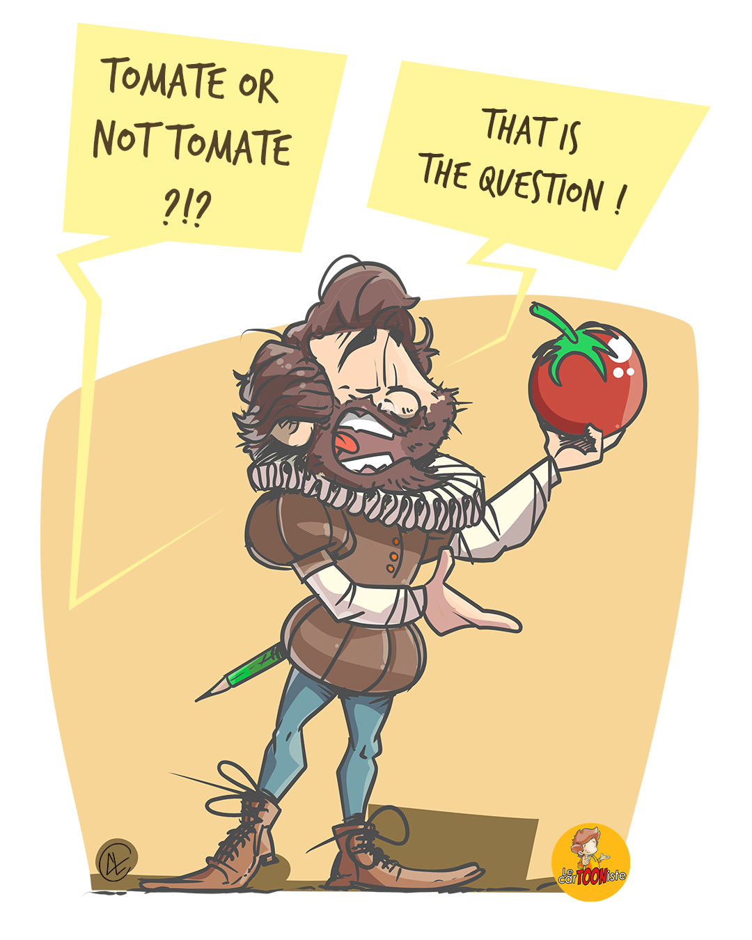 Hamlet tenant une tomate